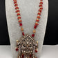AD Moissnaite Elephant Peacock Beads Long Color Stone Necklace - Red