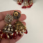 AD Moissnaite Elephant Peacock Beads Long Color Stone Necklace - Red