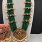 Kempu Mayura Beads Color Stone Necklace - Green