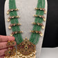 Kempu Mayura Beads Color Stone Necklace - MintGreen