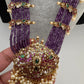 Kempu Mayura Beads Color Stone Necklace - Purple