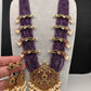 Kempu Mayura Beads Color Stone Necklace - Purple