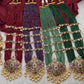 Kempu Mayura Beads Color Stone Necklace - Red
