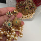 Kempu Mayura Beads Color Stone Necklace - Red