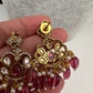 Kundan Peacock Pearls Beads Color Stone Necklace - Pink