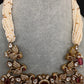 Kundan Peacock Pearls Beads Color Stone Necklace - Pink