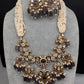 Kundan Peacock Pearls Beads Color Stone Necklace - Purple