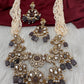 Kundan Peacock Pearls Beads Color Stone Necklace - Purple