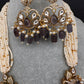 Kundan Peacock Pearls Beads Color Stone Necklace - Purple