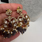 Kundan Peacock Pearls Beads Color Stone Necklace - Purple