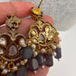 Kundan Peacock Pearls Beads Color Stone Necklace - Purple