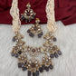 Kundan Peacock Pearls Beads Color Stone Necklace - Purple