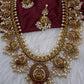Kempu Goddess Lakshmi Rice Pearls Long Guttapusalu Necklace