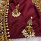 Kempu Goddess Lakshmi Rice Pearls Long Guttapusalu Necklace