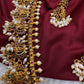 Kempu Goddess Lakshmi Rice Pearls Long Guttapusalu Necklace
