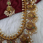 Kempu Goddess Lakshmi Rice Pearls Long Guttapusalu Necklace