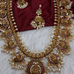 Kempu Goddess Lakshmi Rice Pearls Long Guttapusalu Necklace