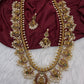 Kempu Goddess Lakshmi Rice Pearls Long Guttapusalu Necklace
