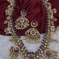 CZ Peacock Purple Rice Pearls Long Guttapusalu Necklace