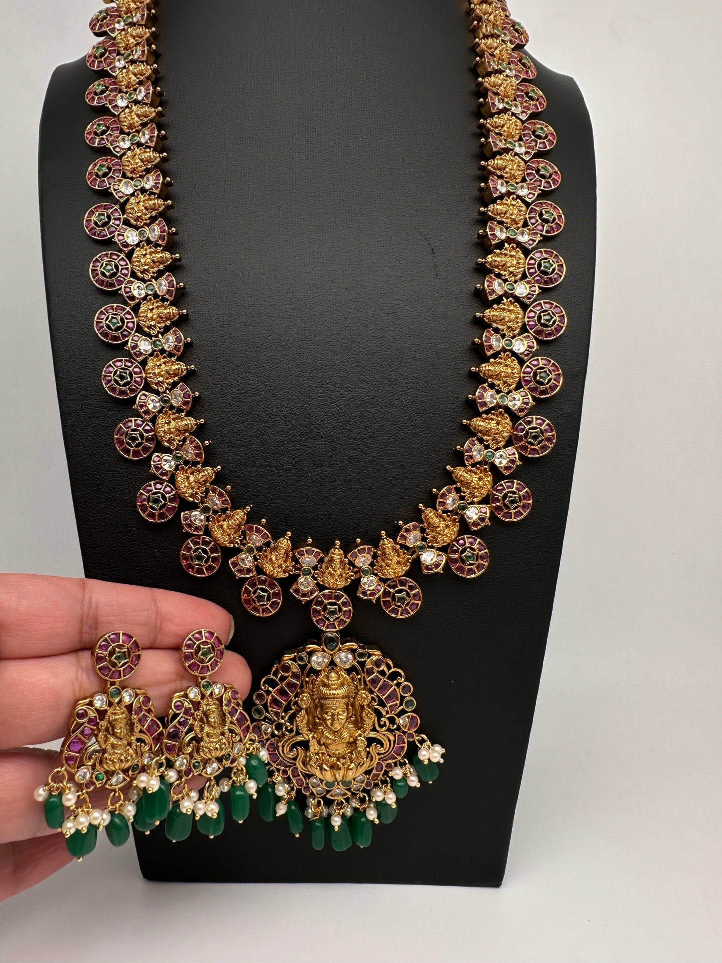 Kempu Bottu Mala with Detachable Pendent Long Necklace