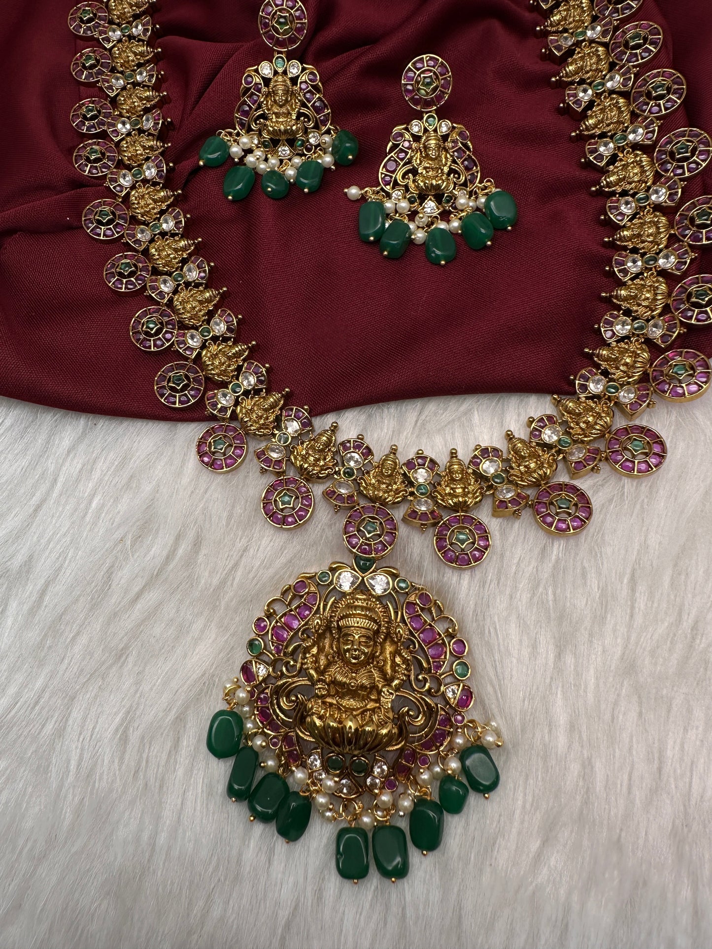 Kempu Bottu Mala with Detachable Pendent Long Necklace