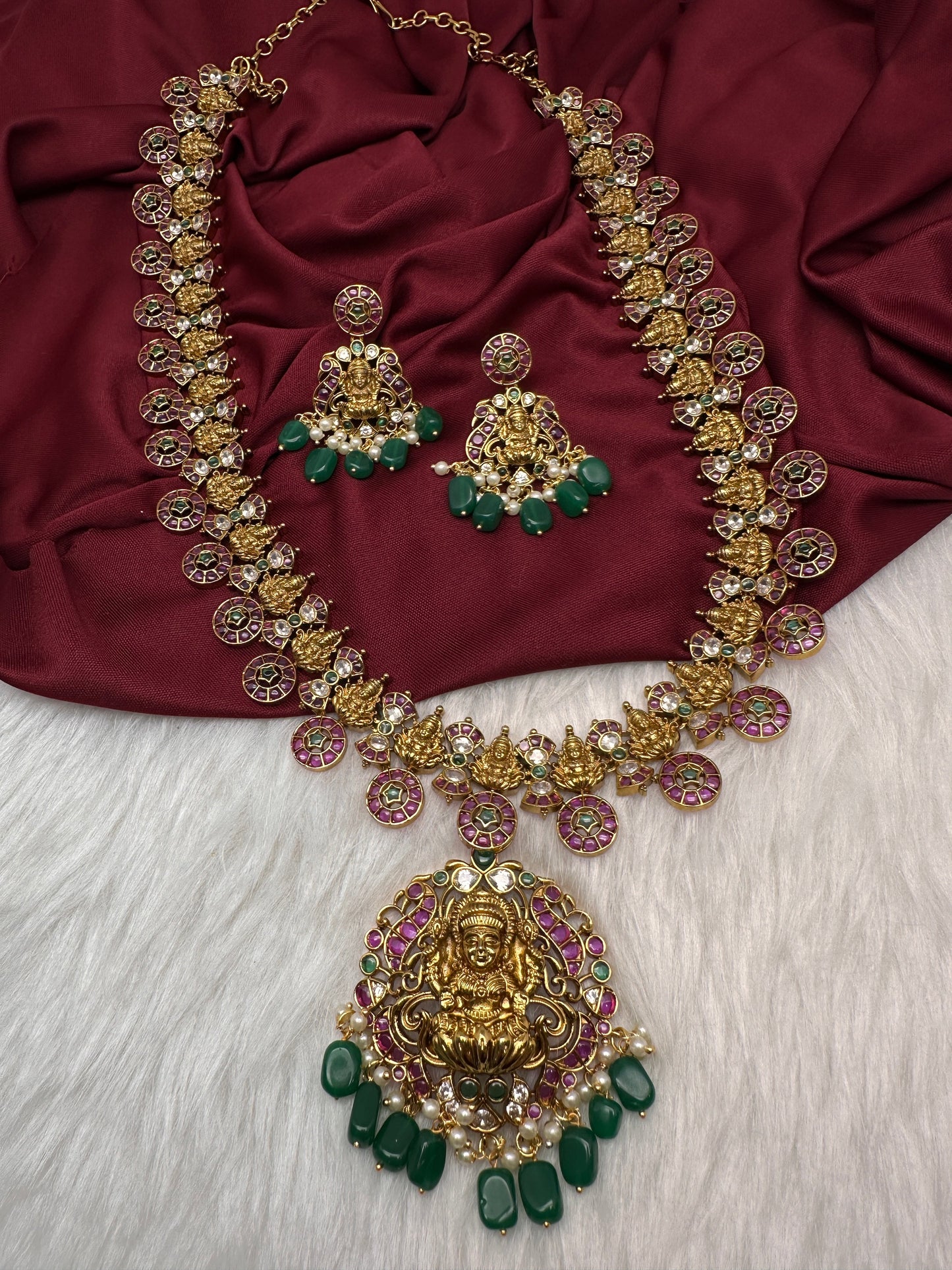 Kempu Bottu Mala with Detachable Pendent Long Necklace