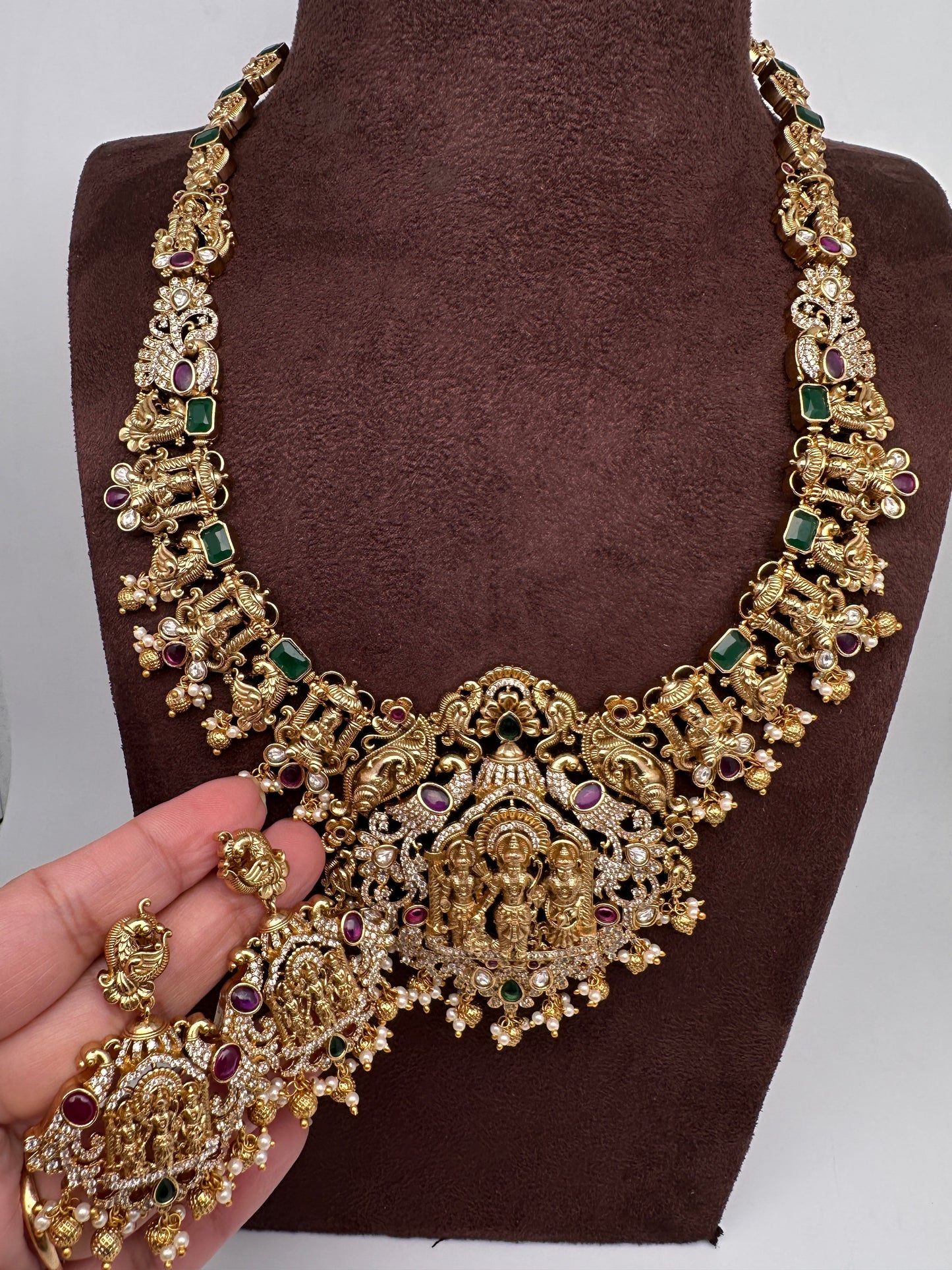 RamParivar Matte Nakshi Long Necklace