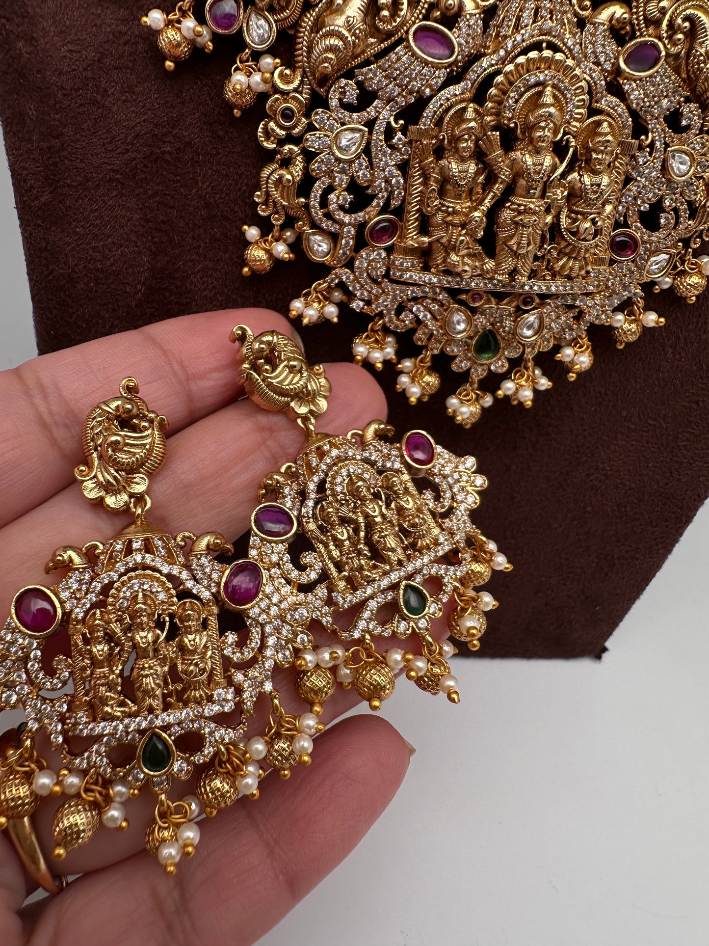 RamParivar Matte Nakshi Long Necklace
