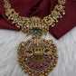 Goddess Lakshmi Peacock Matte Kemp Long Necklace
