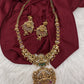 Goddess Lakshmi Peacock Matte Kemp Long Necklace