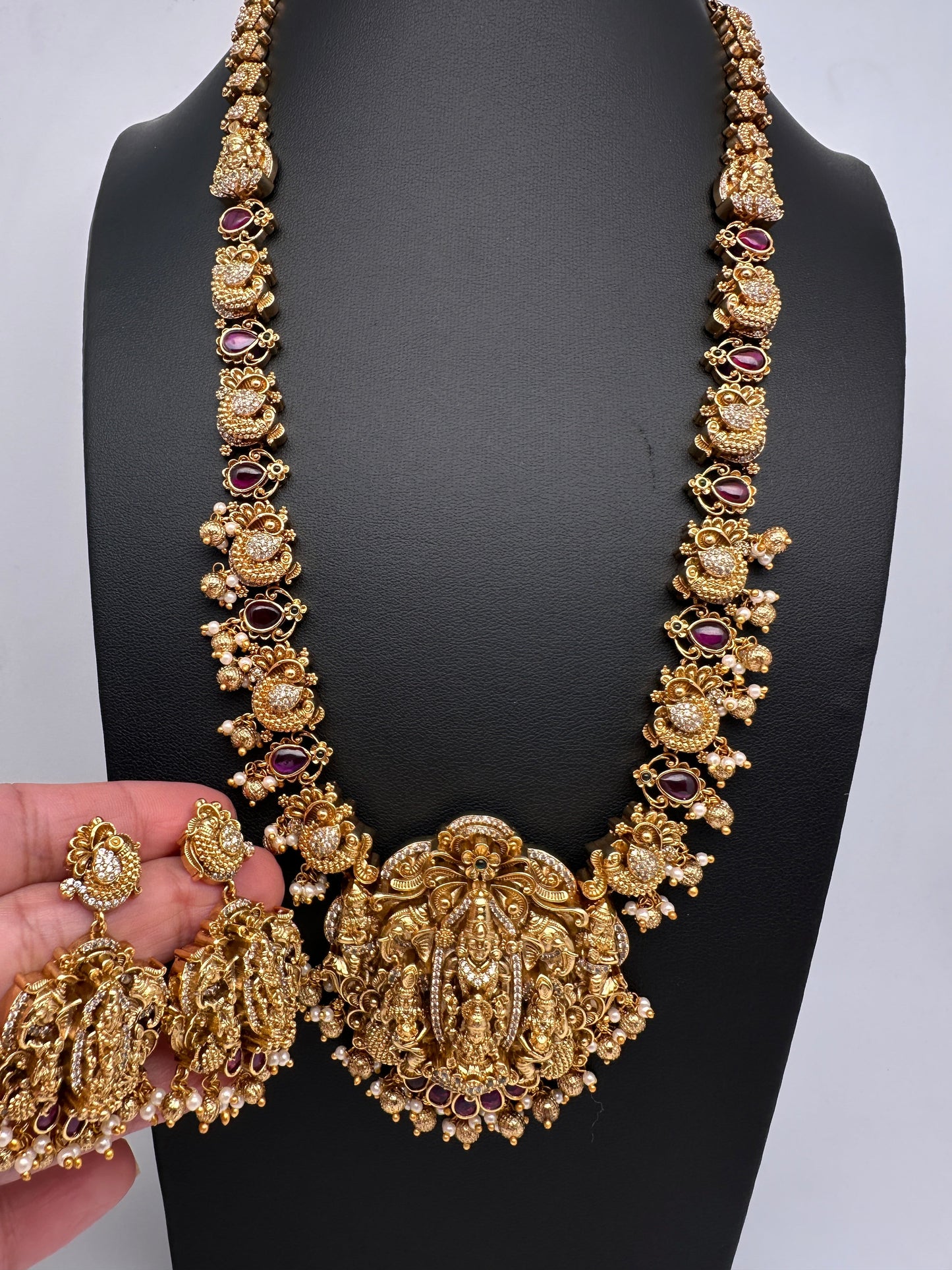 Balaji LakshmiJi  Matte Potta Stones Long Necklace