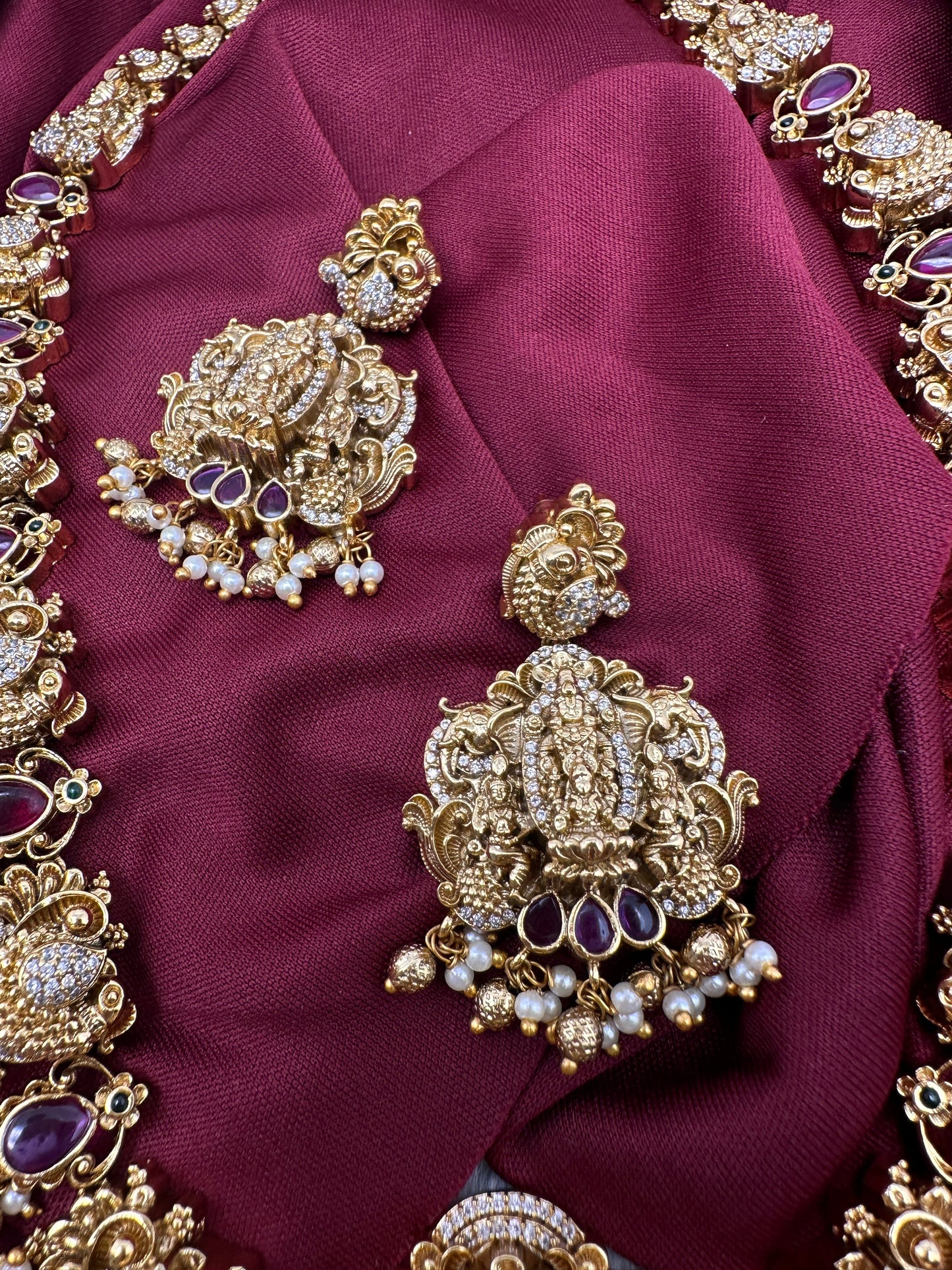 Balaji LakshmiJi  Matte Potta Stones Long Necklace