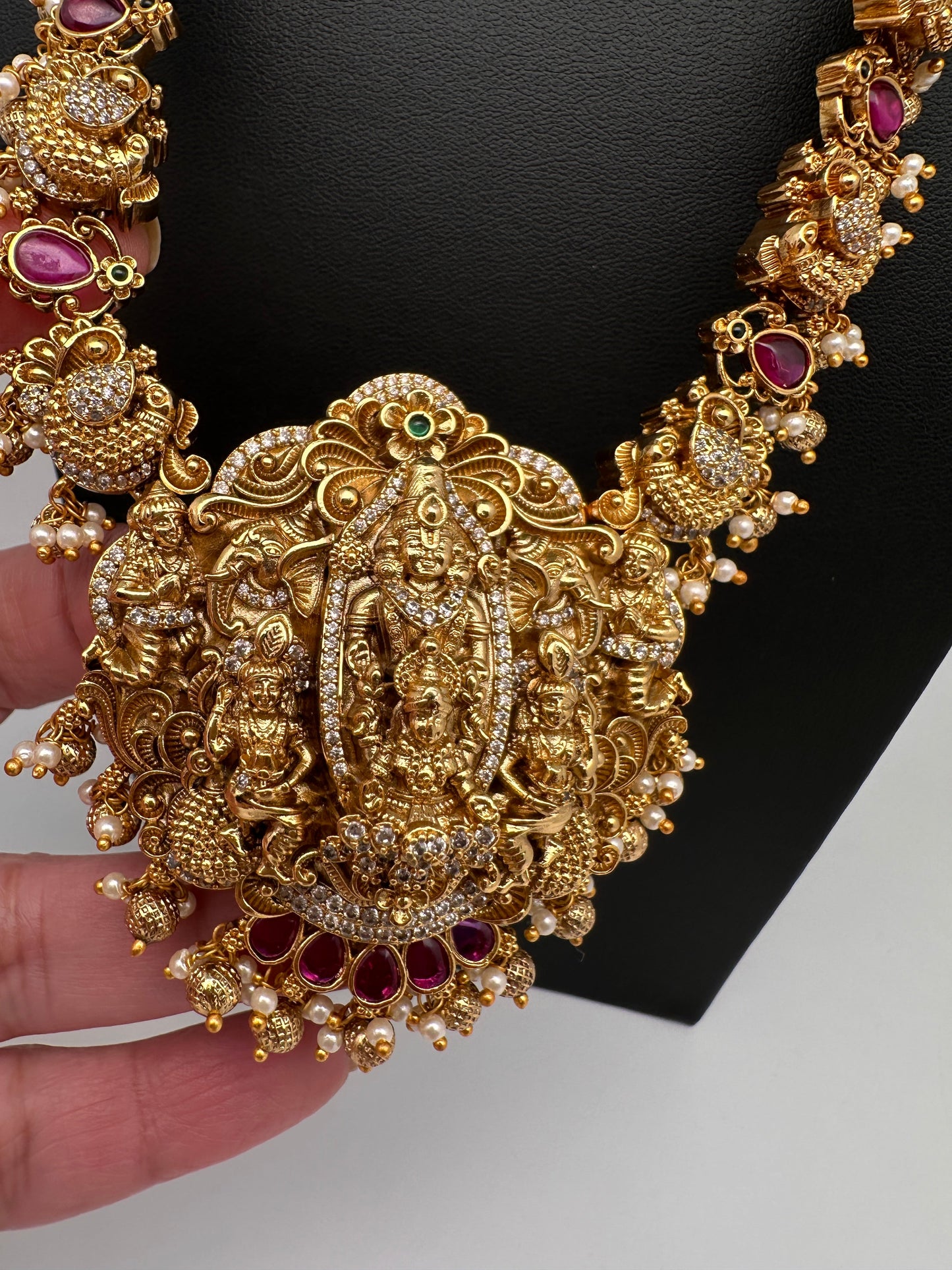 Balaji LakshmiJi  Matte Potta Stones Long Necklace