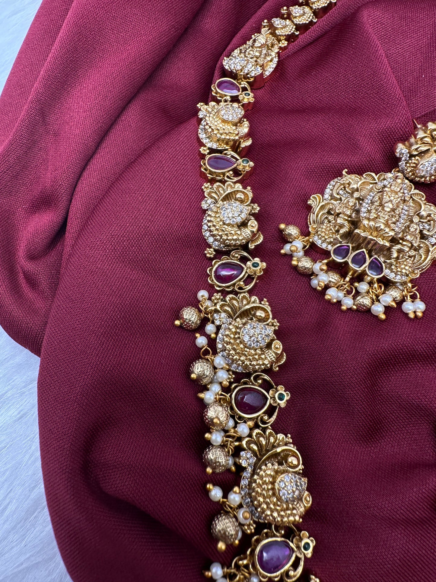 Balaji LakshmiJi  Matte Potta Stones Long Necklace