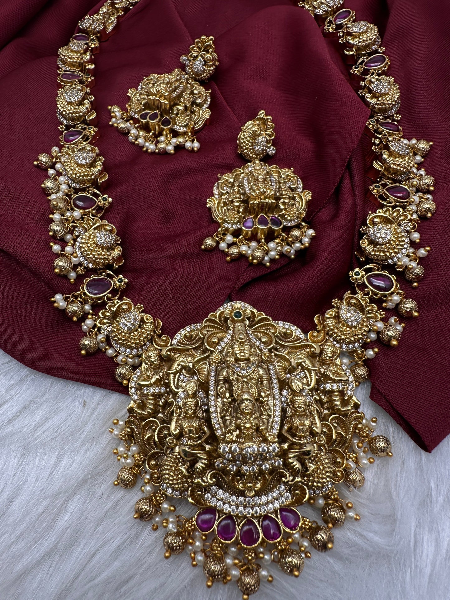 Balaji LakshmiJi  Matte Potta Stones Long Necklace