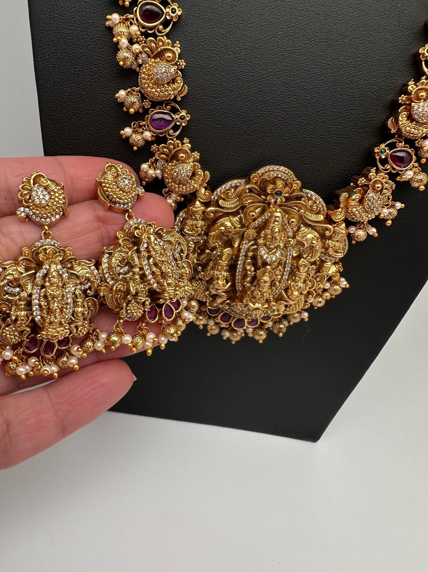 Balaji LakshmiJi  Matte Potta Stones Long Necklace