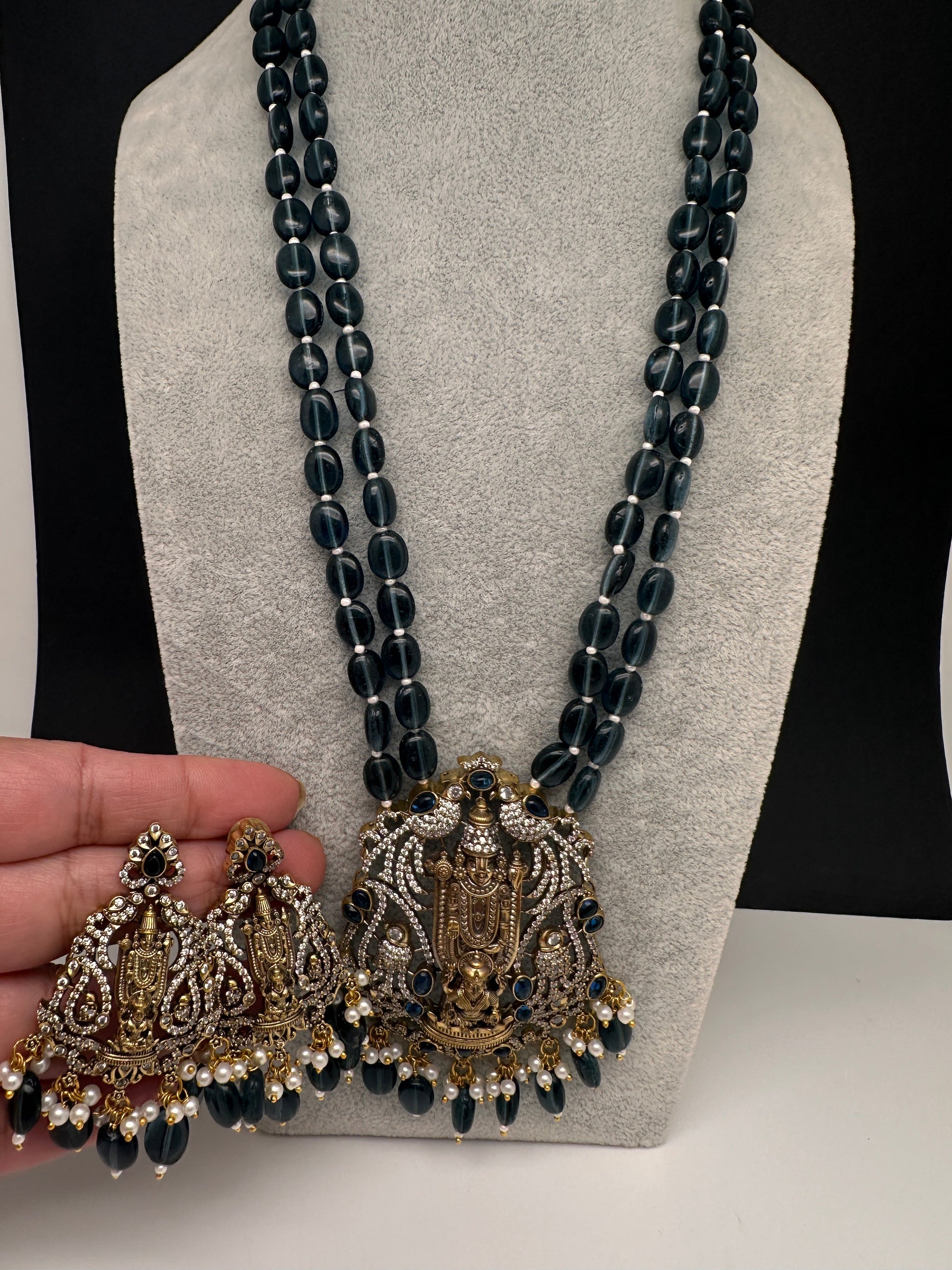 Lord BalajiBeads Long Color Stone Necklace - Blue