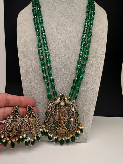 Lord BalajiBeads Long Color Stone Necklace - Green