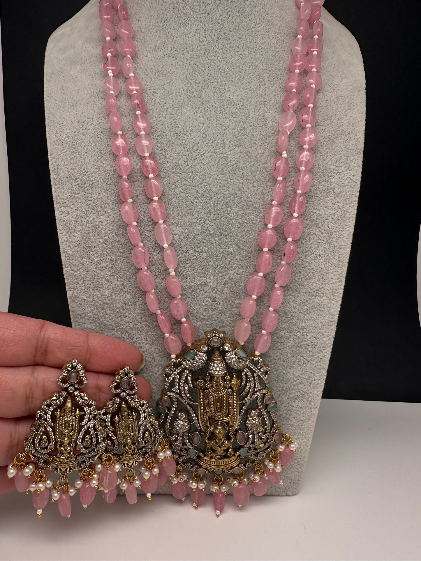 Lord BalajiBeads Long Color Stone Necklace - Pink