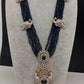 CZ Beads Long Color Stone Peacock Necklace - Blue