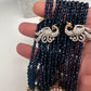 CZ Beads Long Color Stone Peacock Necklace - Blue