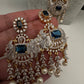 CZ Beads Long Color Stone Peacock Necklace - Blue