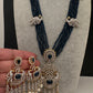 CZ Beads Long Color Stone Peacock Necklace - Blue