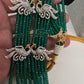 CZ Beads Long Color Stone Peacock Necklace - Green