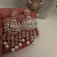CZ Beads Long Color Stone Peacock Necklace - Pink