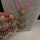 CZ Beads Long Color Stone Peacock Necklace - Pink