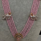 CZ Beads Long Color Stone Peacock Necklace - Pink