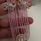 CZ Beads Long Color Stone Peacock Necklace - Pink