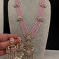 CZ Beads Long Color Stone Peacock Necklace - Pink