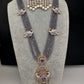 CZ Beads Long Color Stone Peacock Necklace - Purple